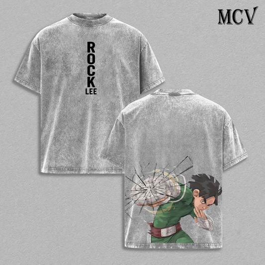 Rock Lee T-Shirt, Naruto Anime Tee, Hard Work Taijutsu Graphic Vintage Washed Tee