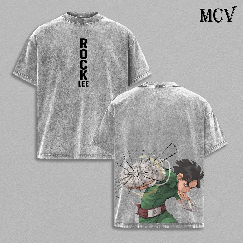 Rock Lee T-Shirt, Naruto Anime Tee, Hard Work Taijutsu Graphic Vintage Washed Tee