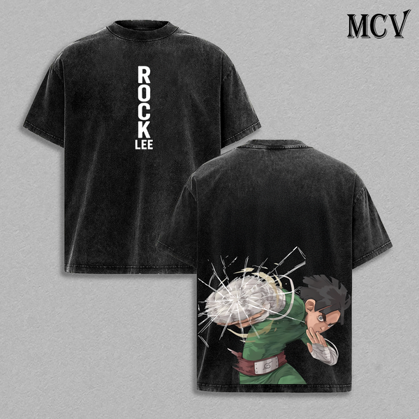 Rock Lee T-Shirt, Naruto Anime Tee, Hard Work Taijutsu Graphic Vintage Washed Tee