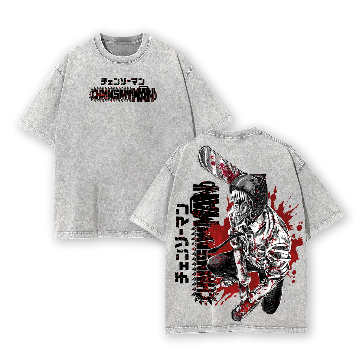 Denji Chainsaw Man Tee – Anime Vintage Washed Oversize T-Shirt