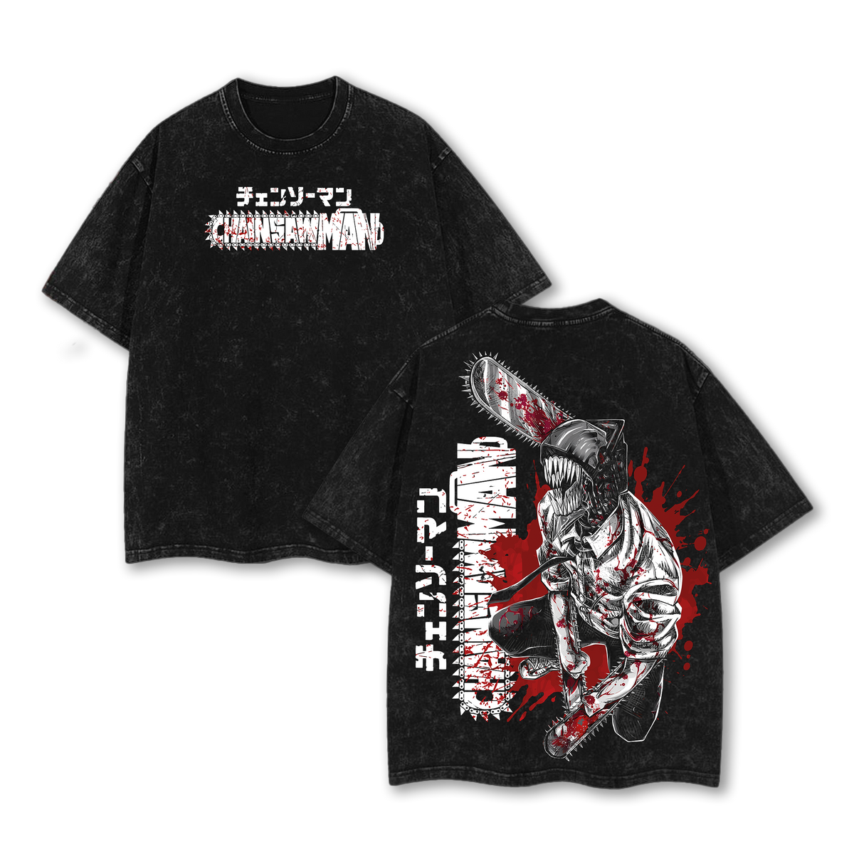 Denji Chainsaw Man Tee – Anime Vintage Washed Oversize T-Shirt