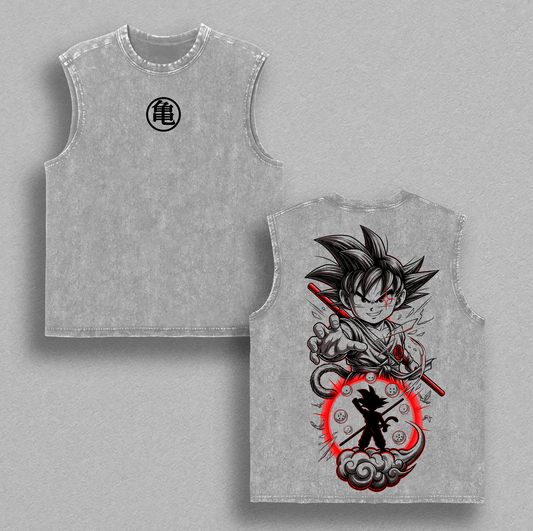 Kid Kakarot Saiyan Warrior DBZ Anime Fighter Graphic T Shirt, Vintage Washed Anime Manga Streetwear Tee, Martial Arts Hero Graphic Shirt, Otaku DB Anime Fan Apparel Gift, Anime Aesthetic Clothing