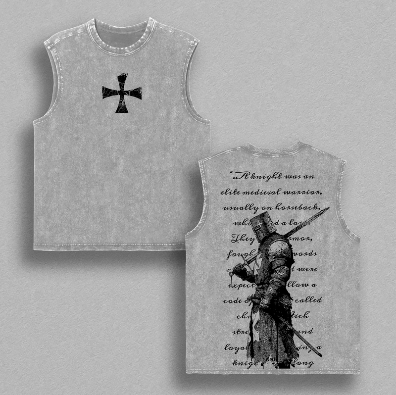 Crusader Knight - Christian Knight Medieval Knight Vintage Washed T Shirt | Warrior of Honor Faith and Loyalty Graphic | Crusader Armor Aesthetic Streetwear Tee Jesus Apparel Christian Bible Verse