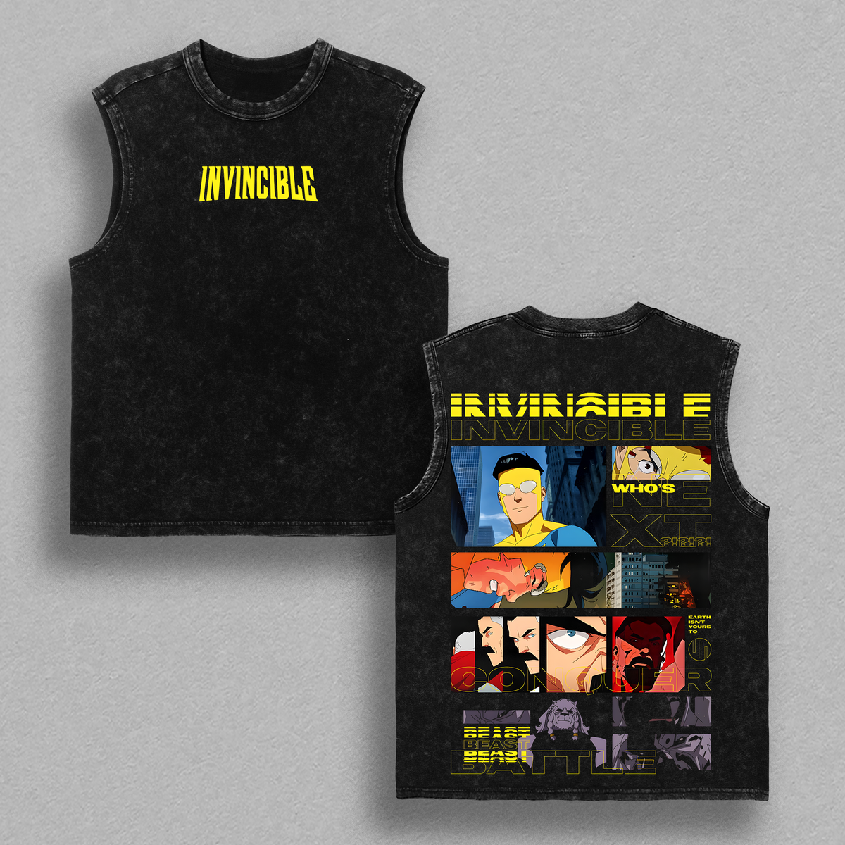 Invincible War Tee, Comics T-Shirt, TV Show Comics Washed T-shirt Heavyweight Cotton, Unisex Shirt Streetwear Tropical graphic tshirt Menswear Top