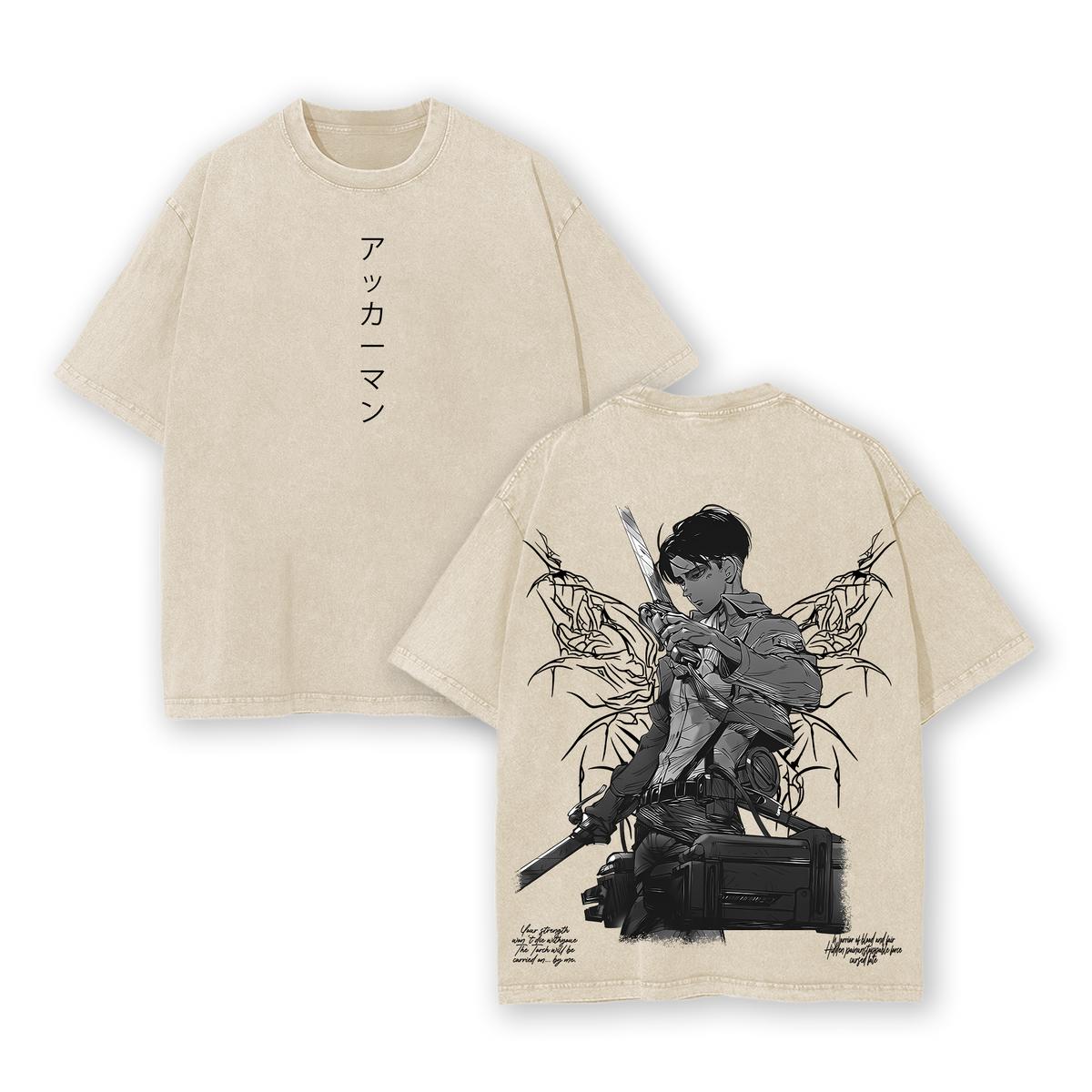 Levi Ackerman x Attack on Titan Washed Vintage Oversized T-Shirt