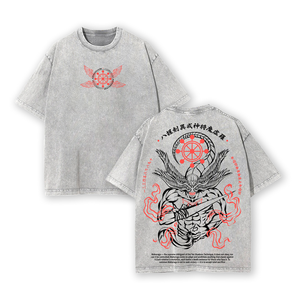 Mahoraga T-Shirt – Vintage Washed Oversized Jujutsu Kaisen Anime Graphic Tee