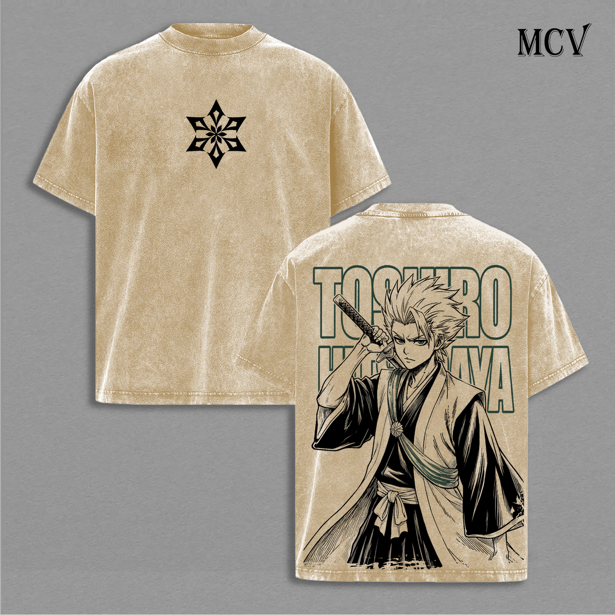 Toshiro Hitsugaya Bleach Vintage Washed T-Shirt, Ice Captain Anime Graphic Tee, Soul Reaper Streetwear Heavy Cotton Shirt