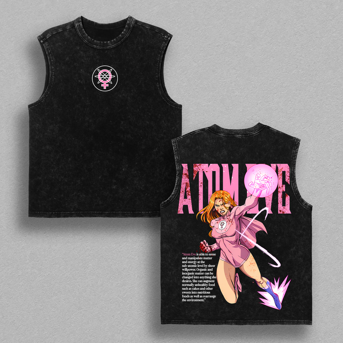 Atom Eve Invincible Anime Double Printed Vintage Washed Tee
