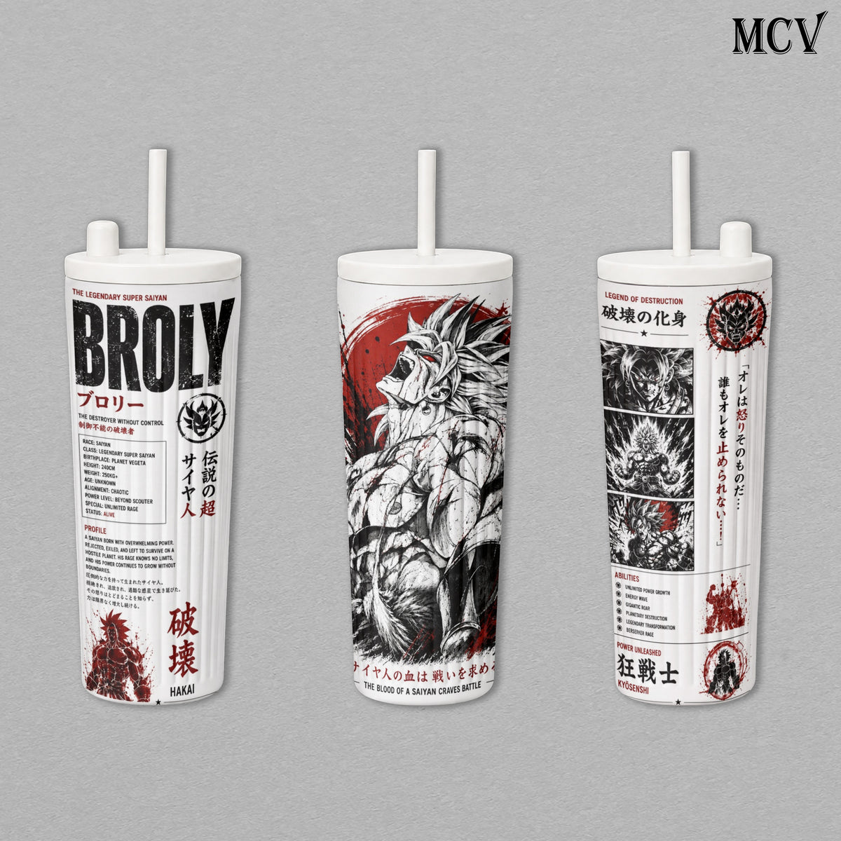 Broly Legendary Super Saiyan - Dragon Ball Anime - Berserker Power Manga Style Embossed Raised Art - 17oz 24oz 30oz Insulated Tumbler, Stainless Steel Water Bottle, Straw Cup, Handle Travel Mug