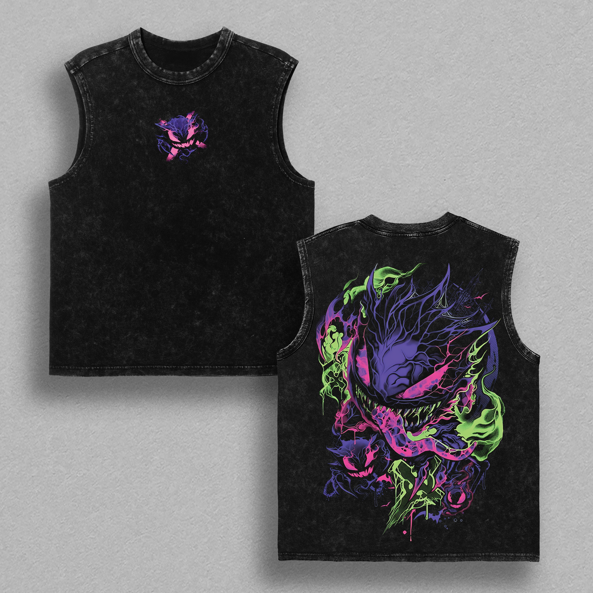 Gengar Pokemon Retro Oversize Anime Manga Acid Washed Heavywei shirt