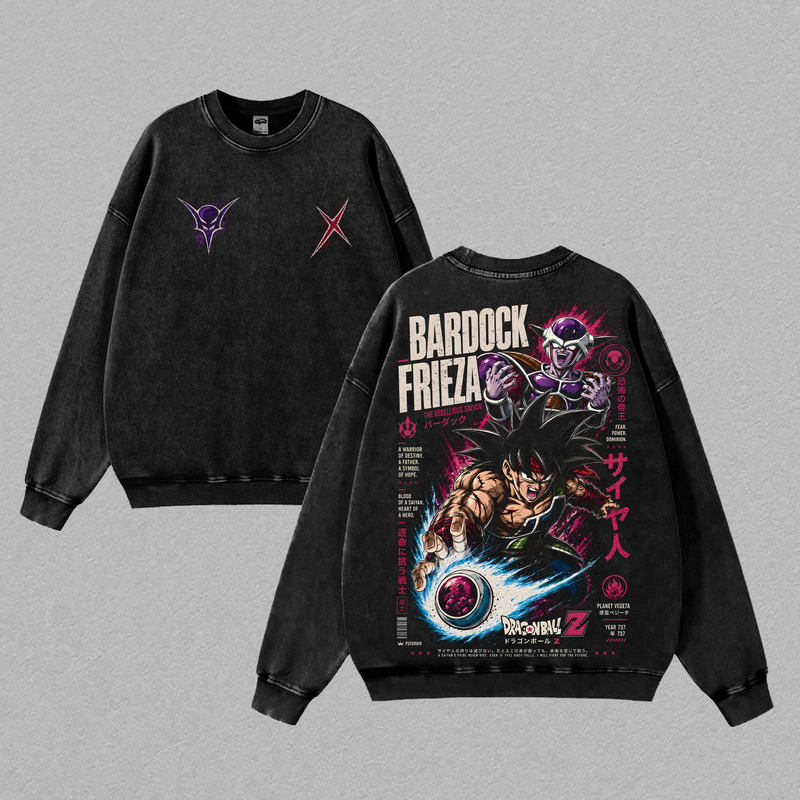 Bardock vs Frieza DBZ T-Shirt, Saiyan Warrior Galactic Emperor Graphic Tee, Back Print Vintage 90s Anime Shirt, Graphic Tees Men, Trendy Tshirts, Men's T Shirts, DBZ Streetwear, Unisex Cotton Distressed Tee, Merch For Men
