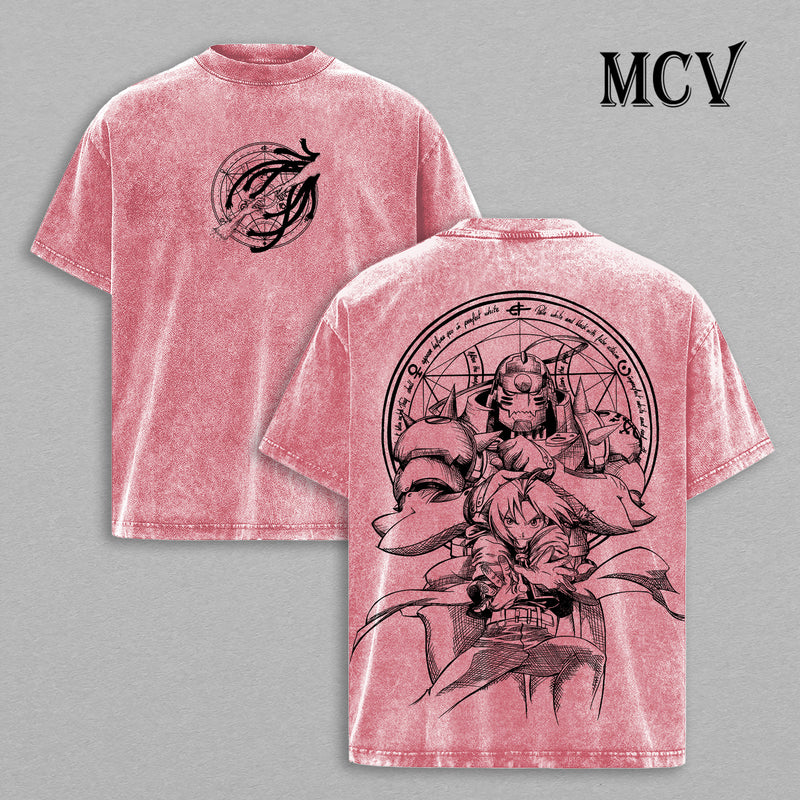 Edward Elric and Alphonse Elric Washed T-Shirt, Anime Graphic Streetwear Fashion