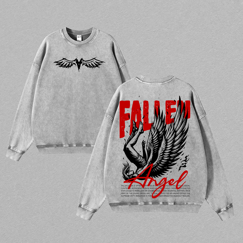 Fallen Angel Shirt Vintage Washed Tee / Hoodie / Sweatshirt | Dark Aesthetic Graphic Tee | Angel Wing Streetwear | Grunge Oversize Shirt for Men Women Jesus Apparel  Christian Based Clothing