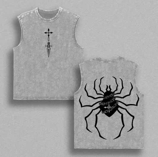 Hunter x Hunter Phantom Troupe Spider Streetwear Tee – Vintage Washed Graphic T-Shirt Featuring the Infamous Spider Emblem – Soft Cotton Unisex Top for Anime Fans – Perfect for Casual Wear