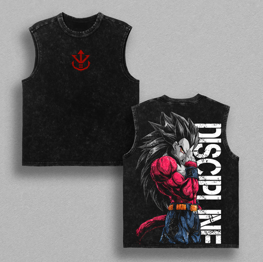 SSJ4 Vegeta Discipline washed tank top - Black