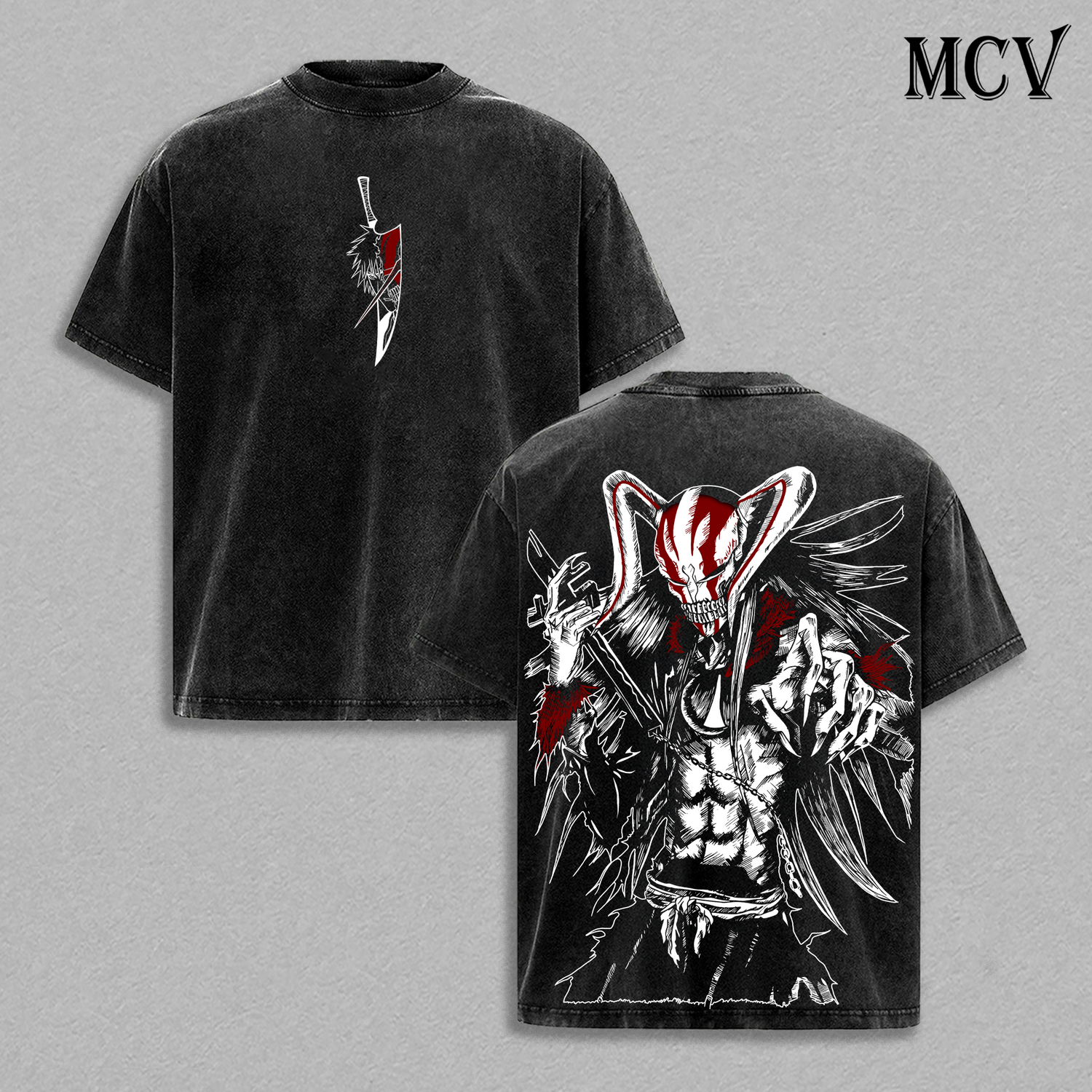 Ichigo Vasto Lorde T-Shirt, Bleach Anime Tee, Full Hollow Form Graphic Vintage Washed Tee