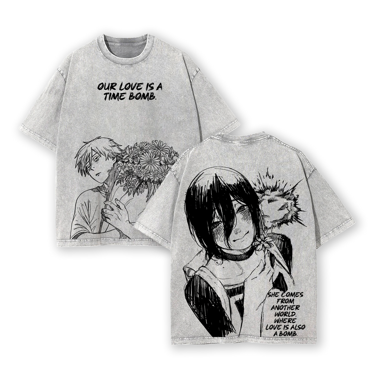 Chainsaw Man Denji x Reze Tee Washed – The Movie: Reze Arc Exclusive Vintage Oversized