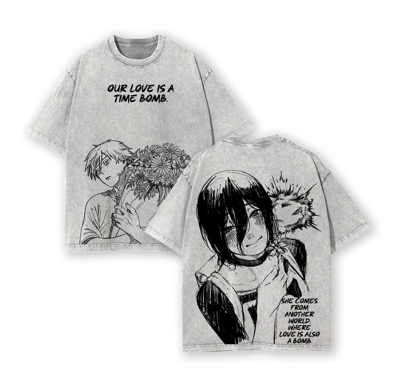 Chainsaw Man Denji x Reze Tee Washed – The Movie: Reze Arc Exclusive Vintage Oversized