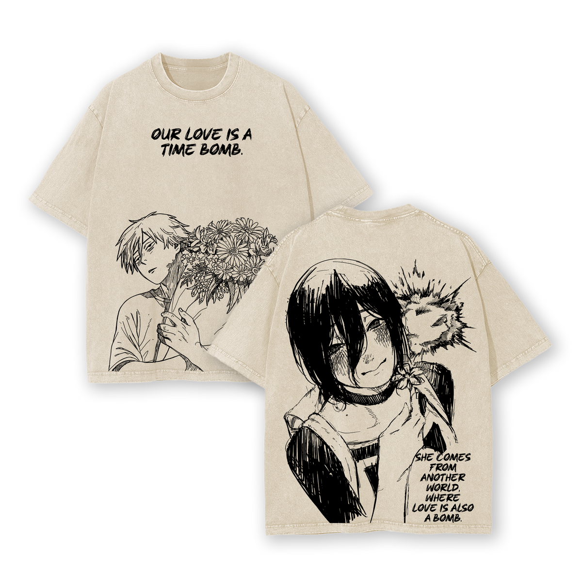 Chainsaw Man Denji x Reze Tee Washed – The Movie: Reze Arc Exclusive Vintage Oversized