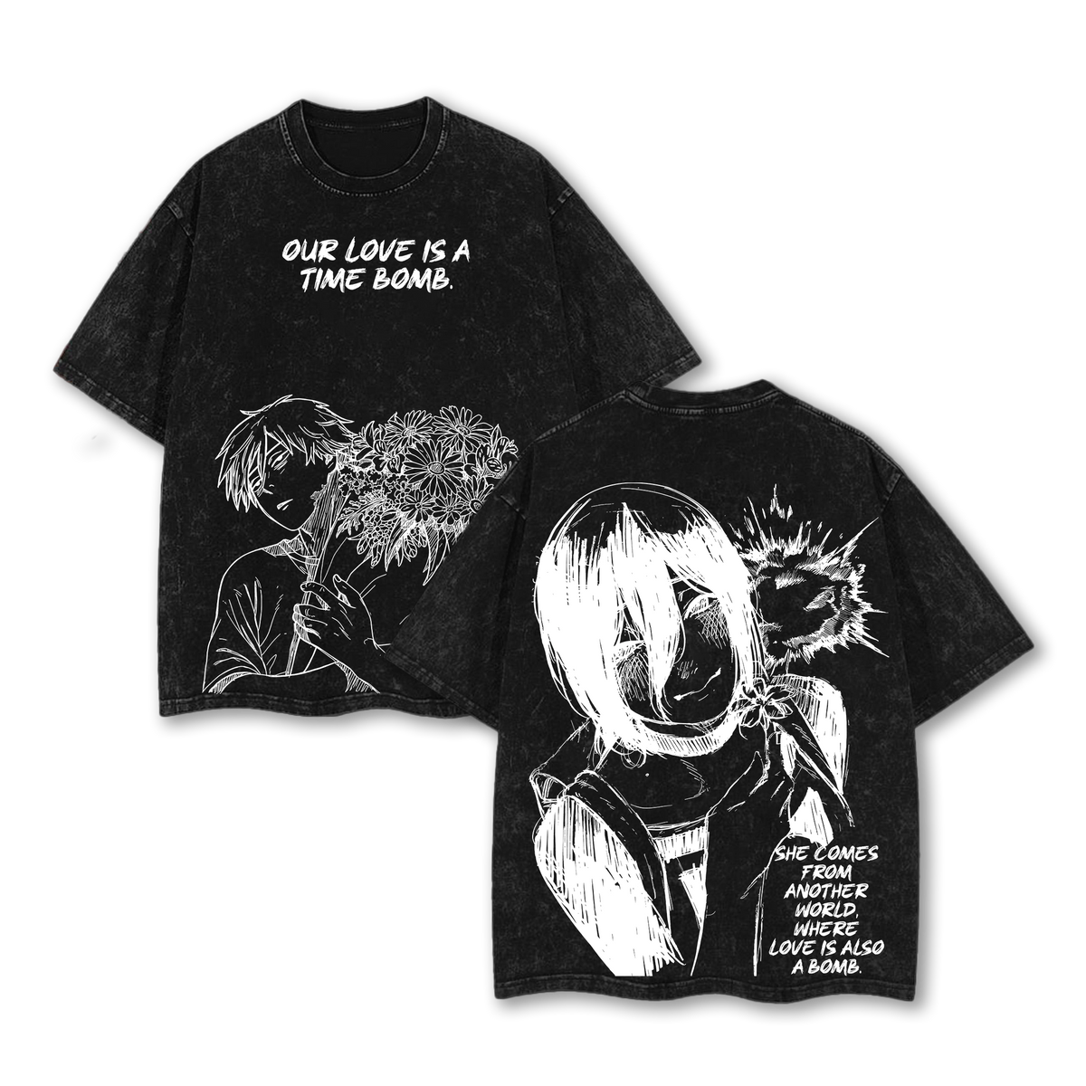 Chainsaw Man Denji x Reze Tee Washed – The Movie: Reze Arc Exclusive Vintage Oversized