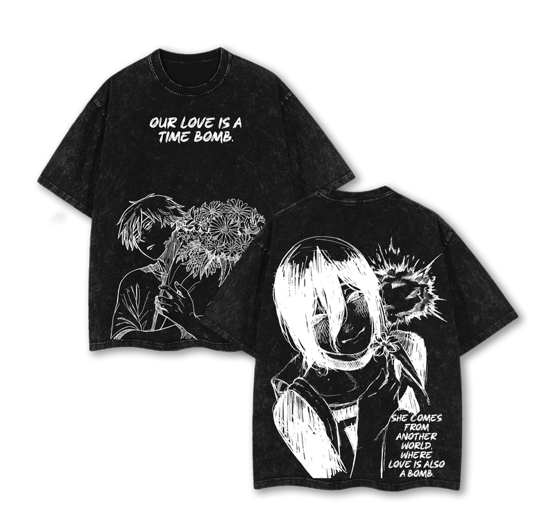 Chainsaw Man Denji x Reze Tee Washed – The Movie: Reze Arc Exclusive Vintage Oversized