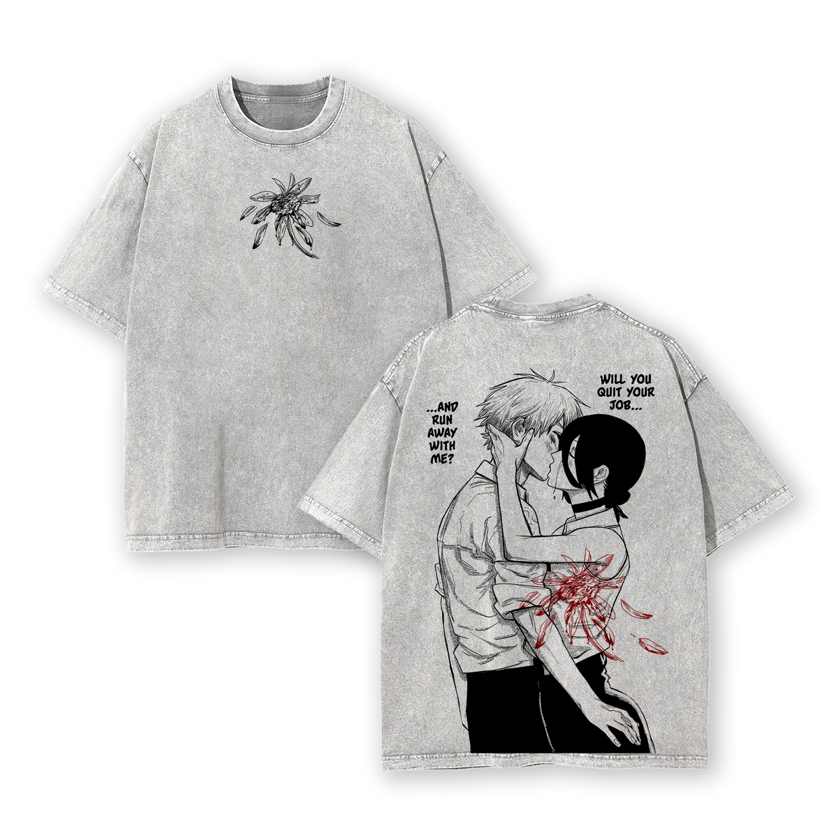 Denji vs Reze Chainsaw Man Tee Washed – The Movie Reze Arc Vintage Oversized