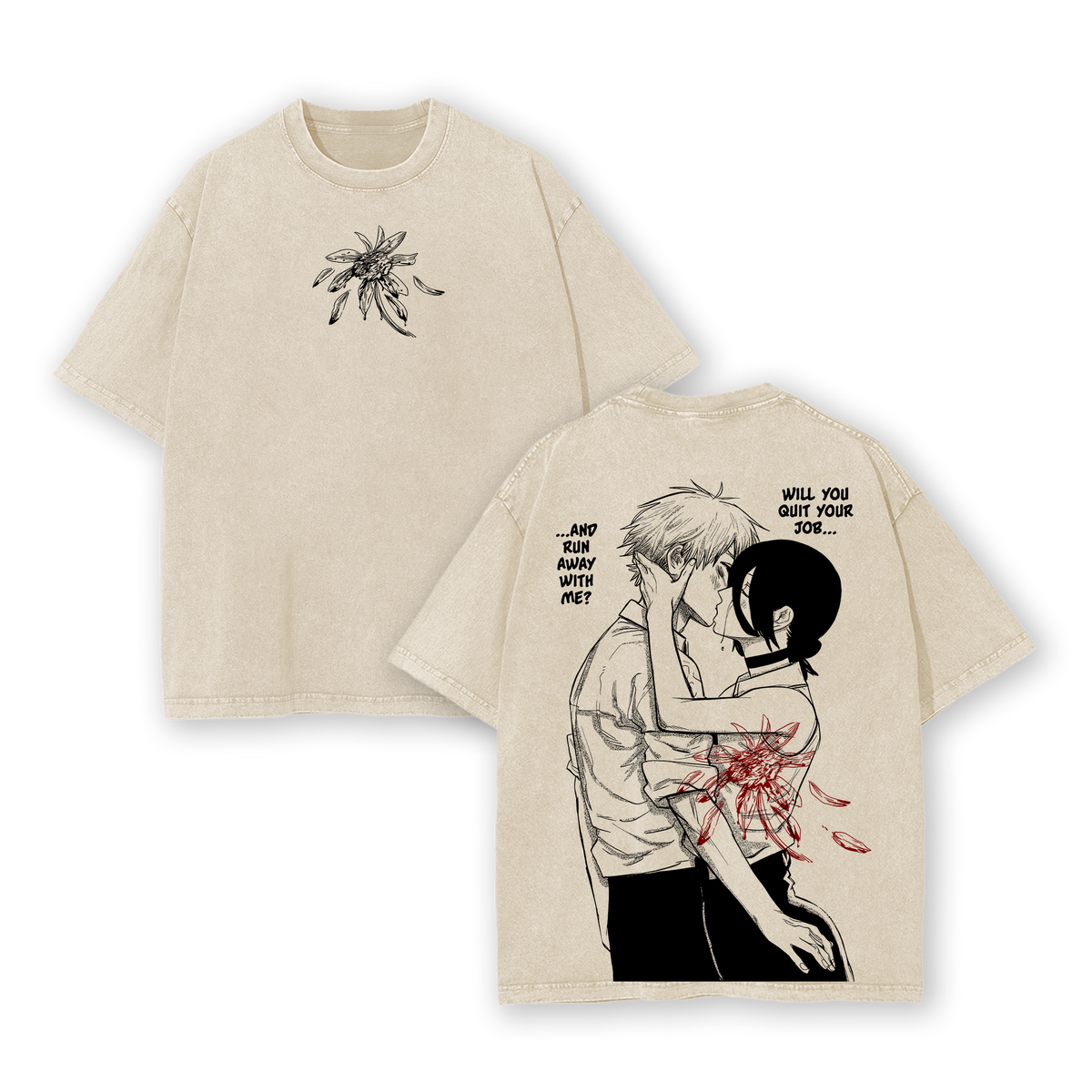 Denji vs Reze Chainsaw Man Tee Washed – The Movie Reze Arc Vintage Oversized