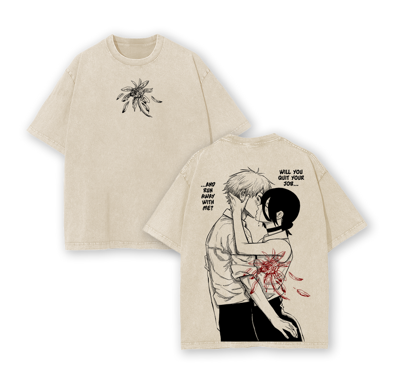 Denji vs Reze Chainsaw Man Tee Washed – The Movie Reze Arc Vintage Oversized