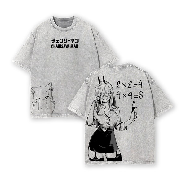 Power Chainsaw Man Tee Washed – The Movie: Reze Arc Vintage Oversized