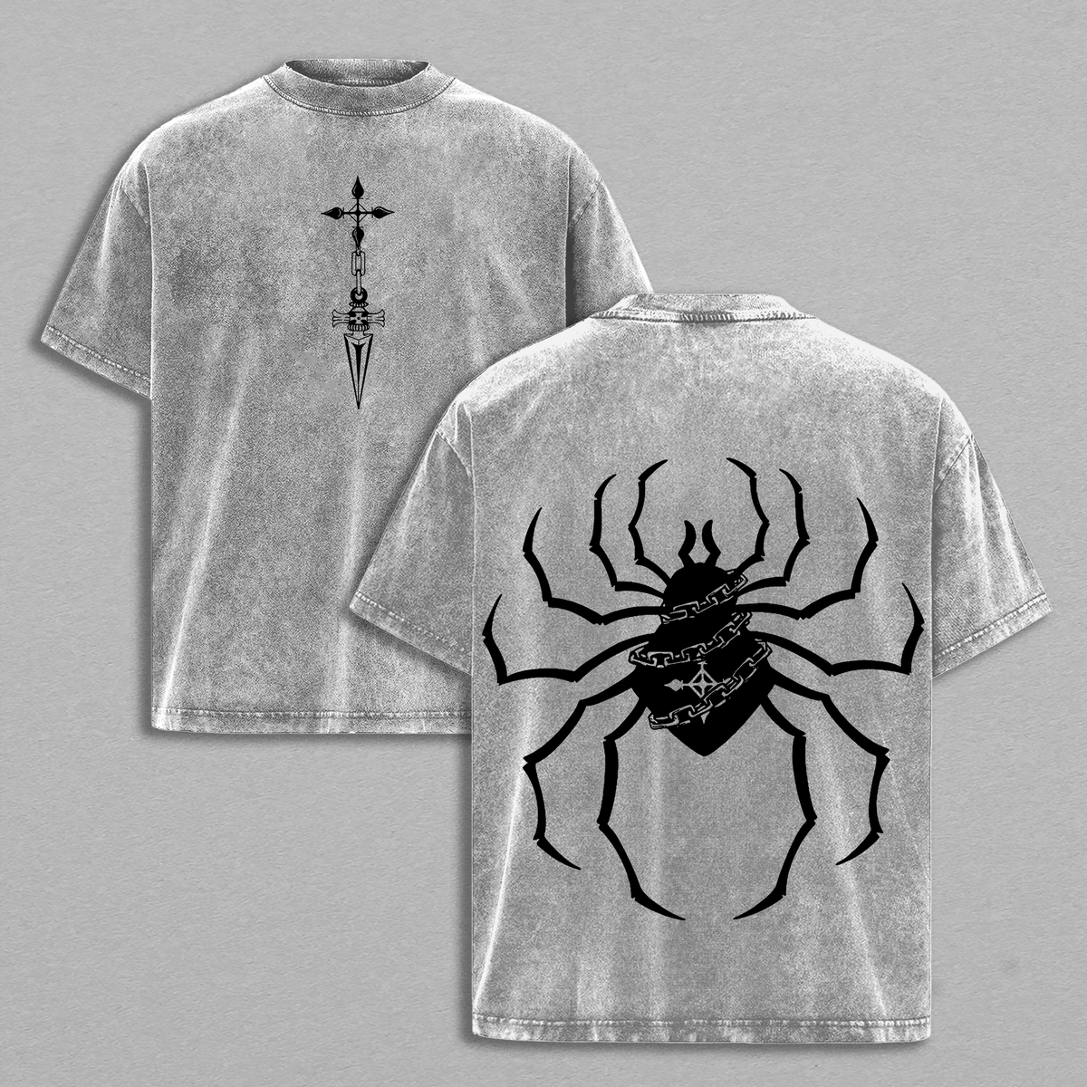 Hunter x Hunter Phantom Troupe Spider Streetwear Tee – Vintage Washed Graphic T-Shirt Featuring the Infamous Spider Emblem – Soft Cotton Unisex Top for Anime Fans – Perfect for Casual Wear