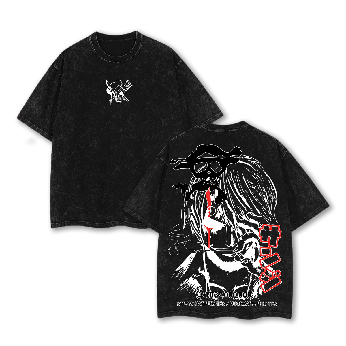 Sanji Vintage Washed Oversized T-Shirt – One Piece Sanji Wanted Bounty Graphic Tee