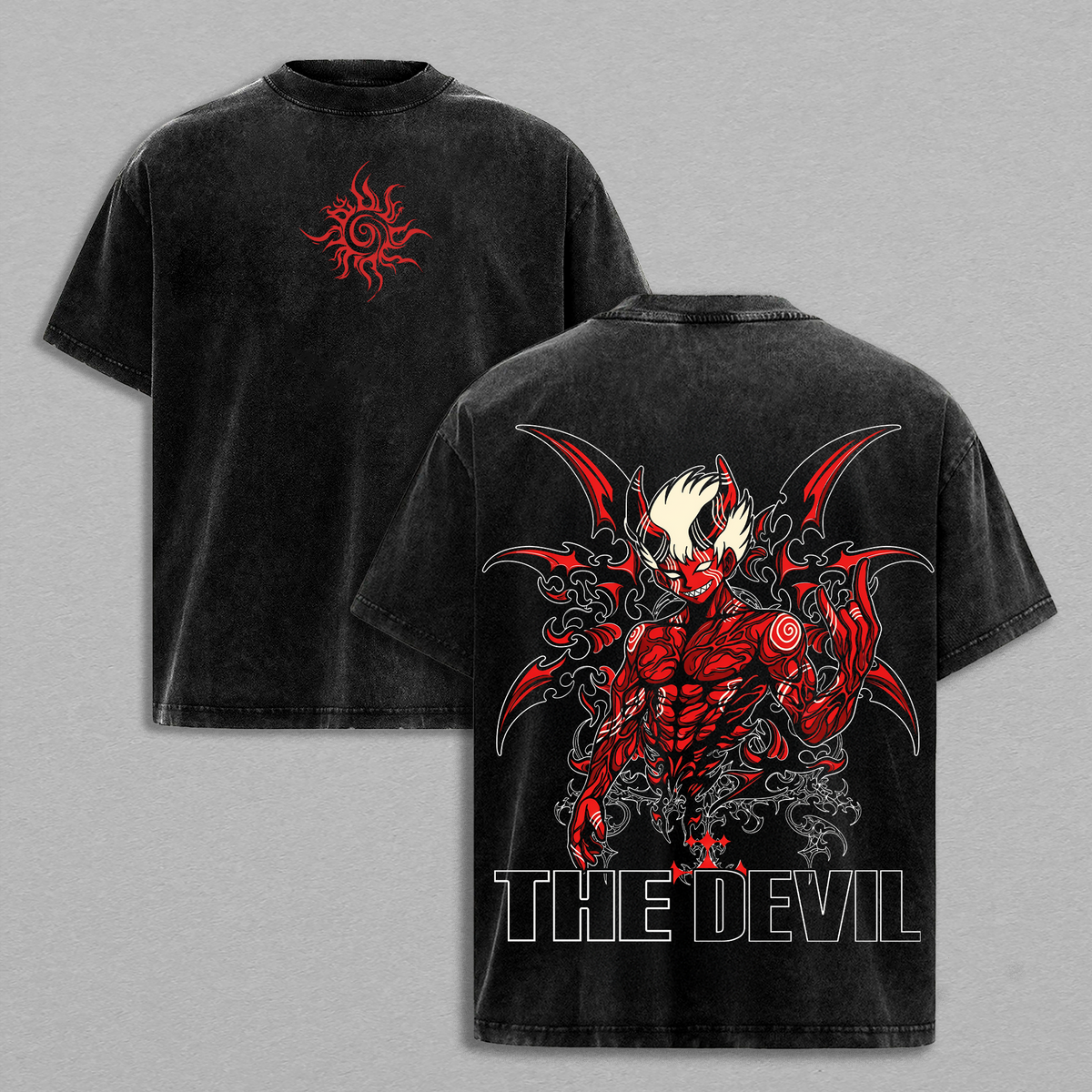 Shinra Kusakabe Fire Force Devil Form Vintage Washed Oversized Graphic Tee Streetwear Anime Merch Gift