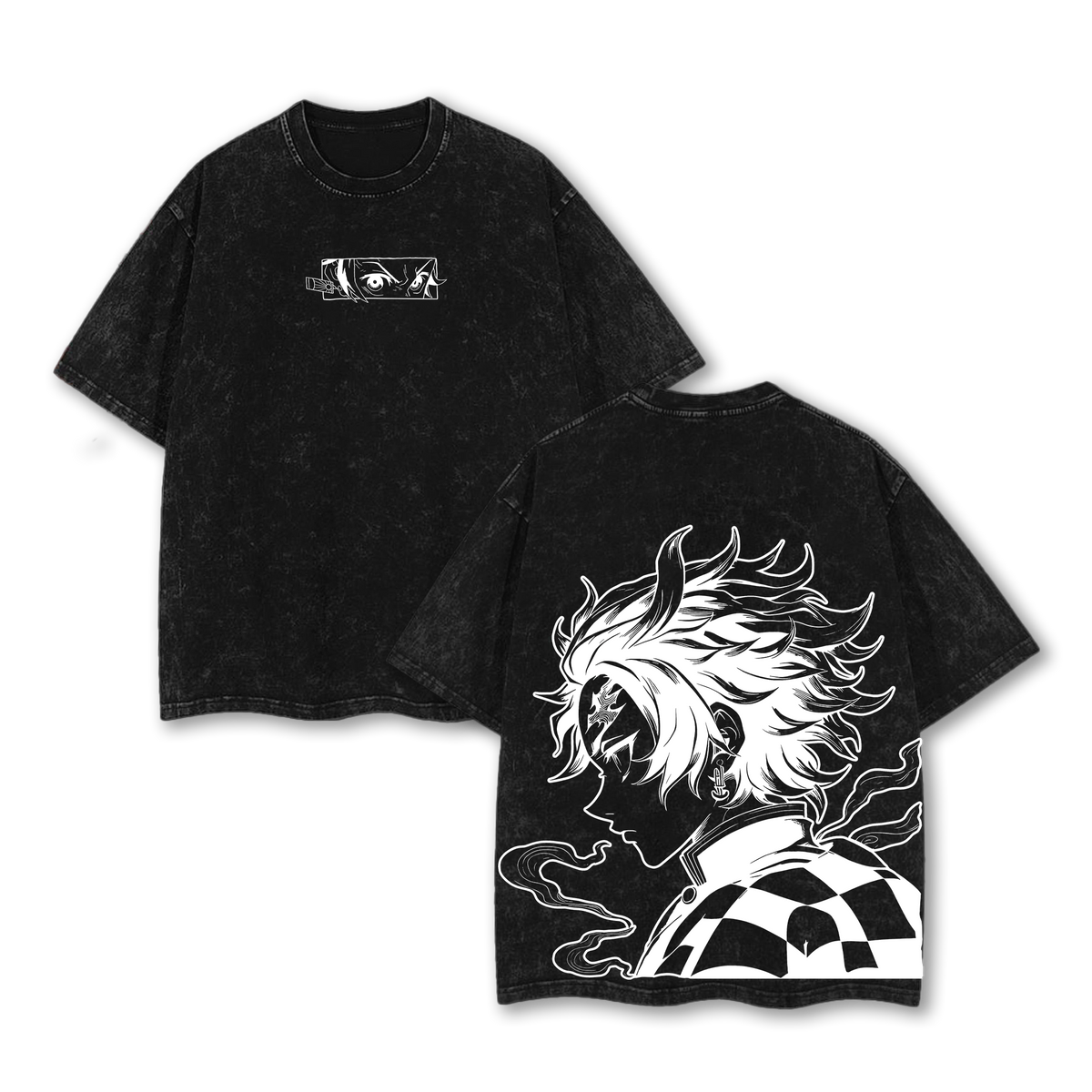 Tanjiro Kamado - Demon Slayer Anime Double Printed Vintage Washed Tee
