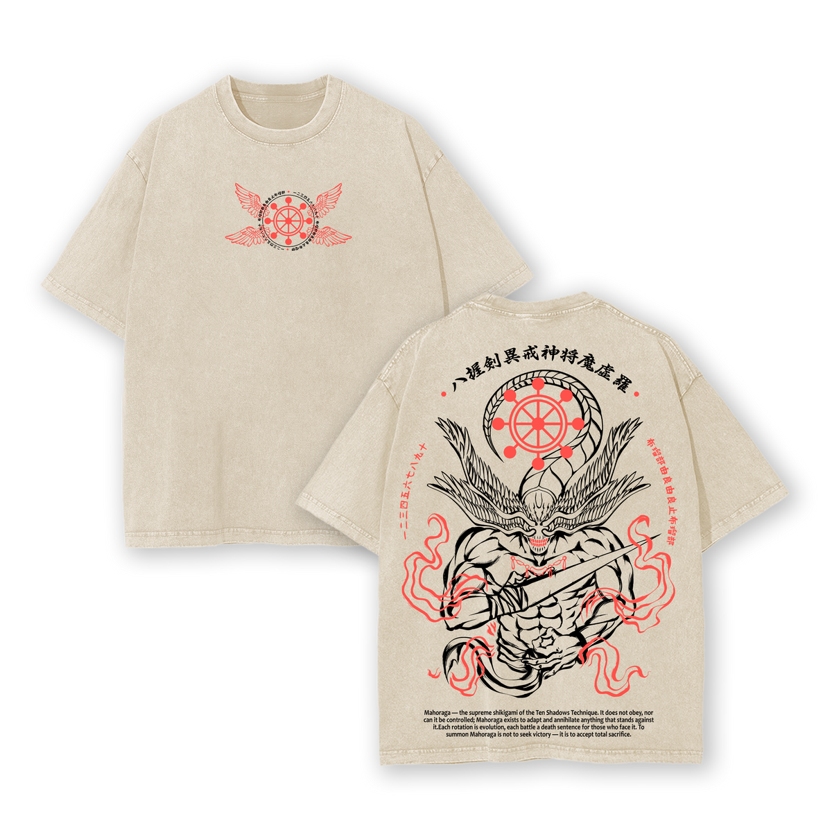 Mahoraga T-Shirt – Vintage Washed Oversized Jujutsu Kaisen Anime Graphic Tee