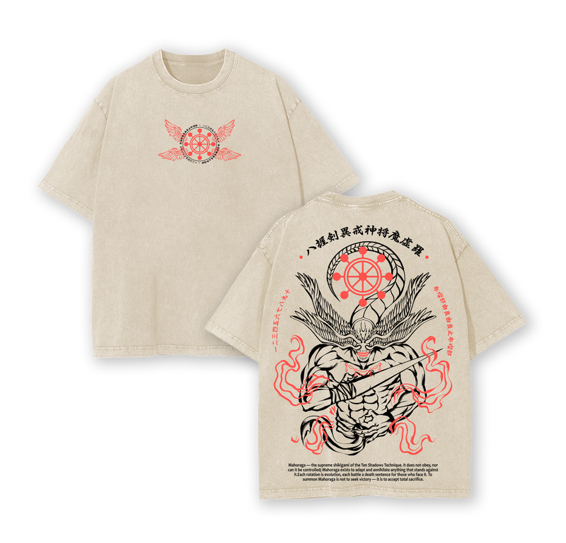 Mahoraga T-Shirt – Vintage Washed Oversized Jujutsu Kaisen Anime Graphic Tee