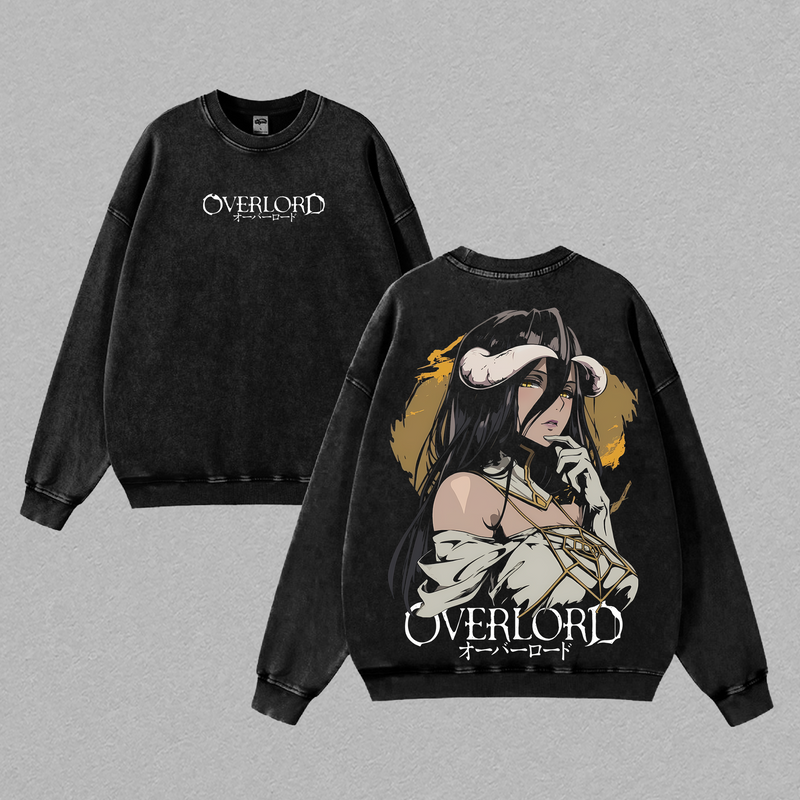 Albedo Overlord Anime Double Printed Vintage Washed Tee