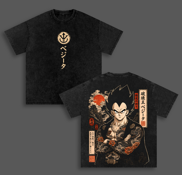 Prince of All ''Saiyans'' DBZ Vintage Washed Graphic T Shirt, DBZ Anime Tee, DBZ Manga Oversized Heavyweight Cotton Shirt, Japanese Streetwear Unisex, Retro Graphic Tee, Gift for DBZ Fans