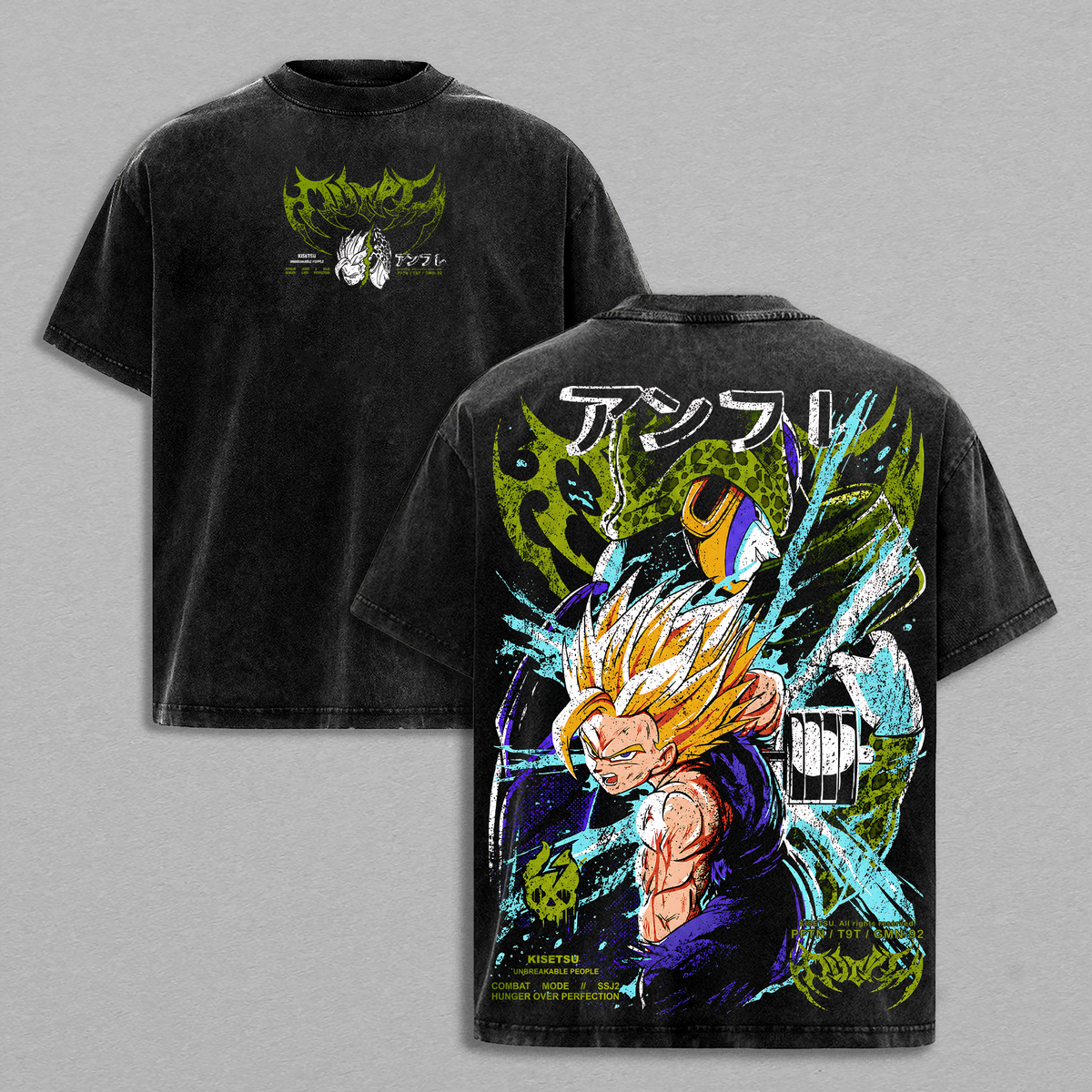 Gohan SSJ2 Gym Pump Cover DBZ Graphic Tee Oversized Washed Anime Workout Shirt Casual Top