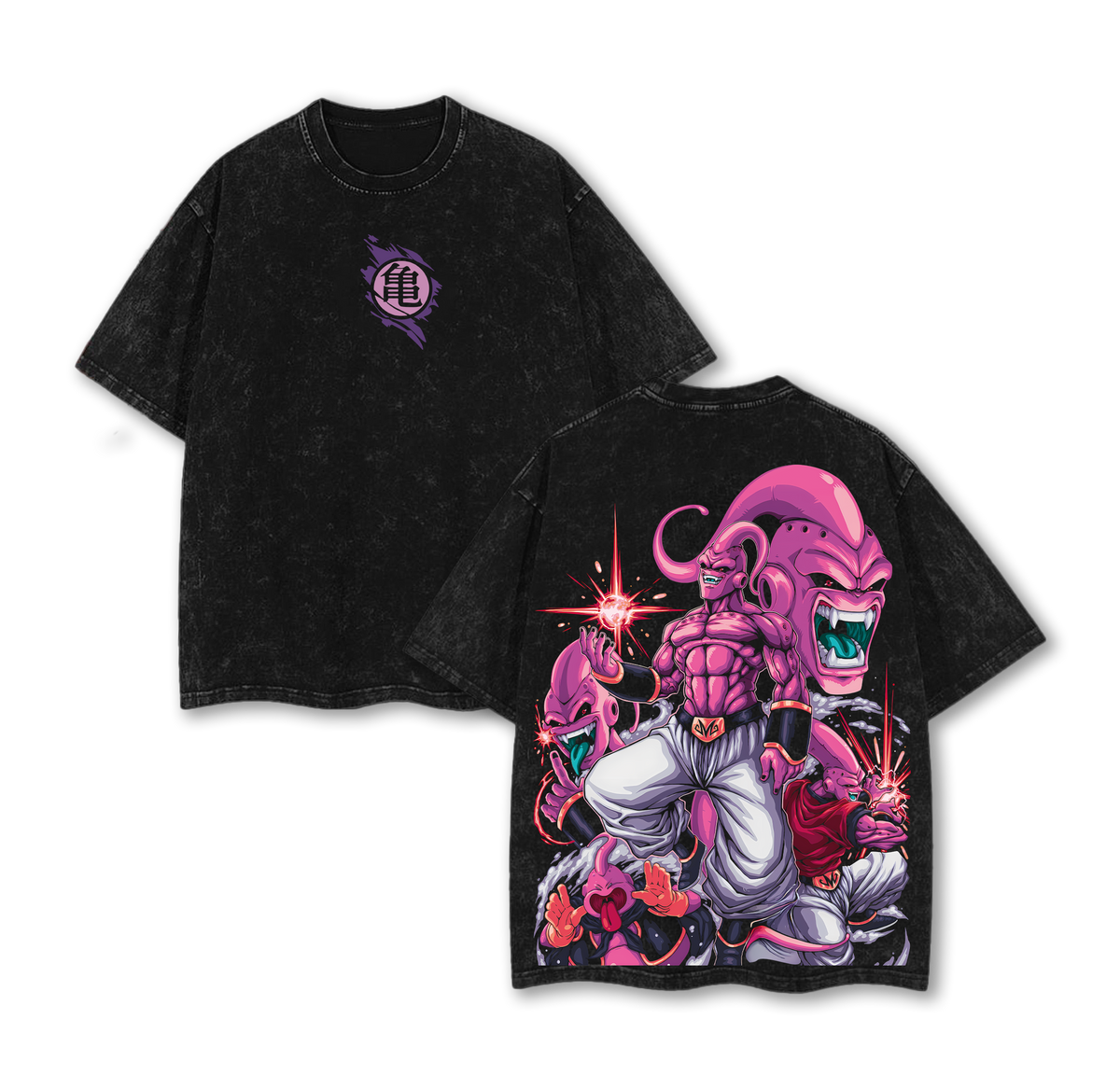 Majin Buu shirt - Dragon Ball DBZ Anime Double Printed Vintage Washed Tee