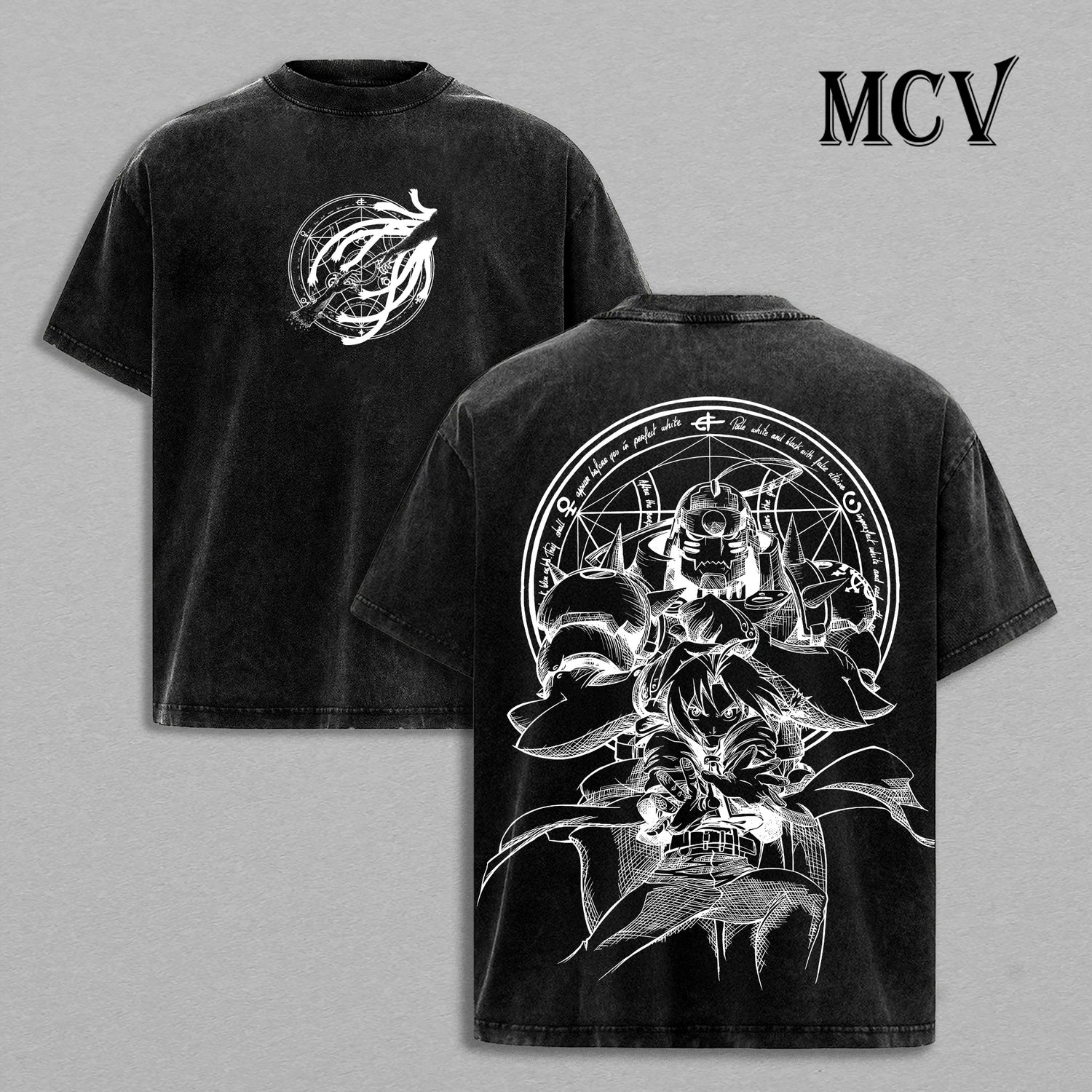 Edward Elric and Alphonse Elric Washed T-Shirt, Anime Graphic Streetwear Fashion