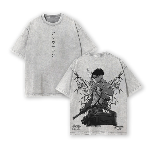 Levi Ackerman x Attack on Titan Washed Vintage Oversized T-Shirt
