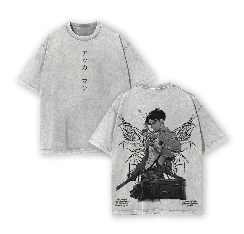 Levi Ackerman x Attack on Titan Washed Vintage Oversized T-Shirt