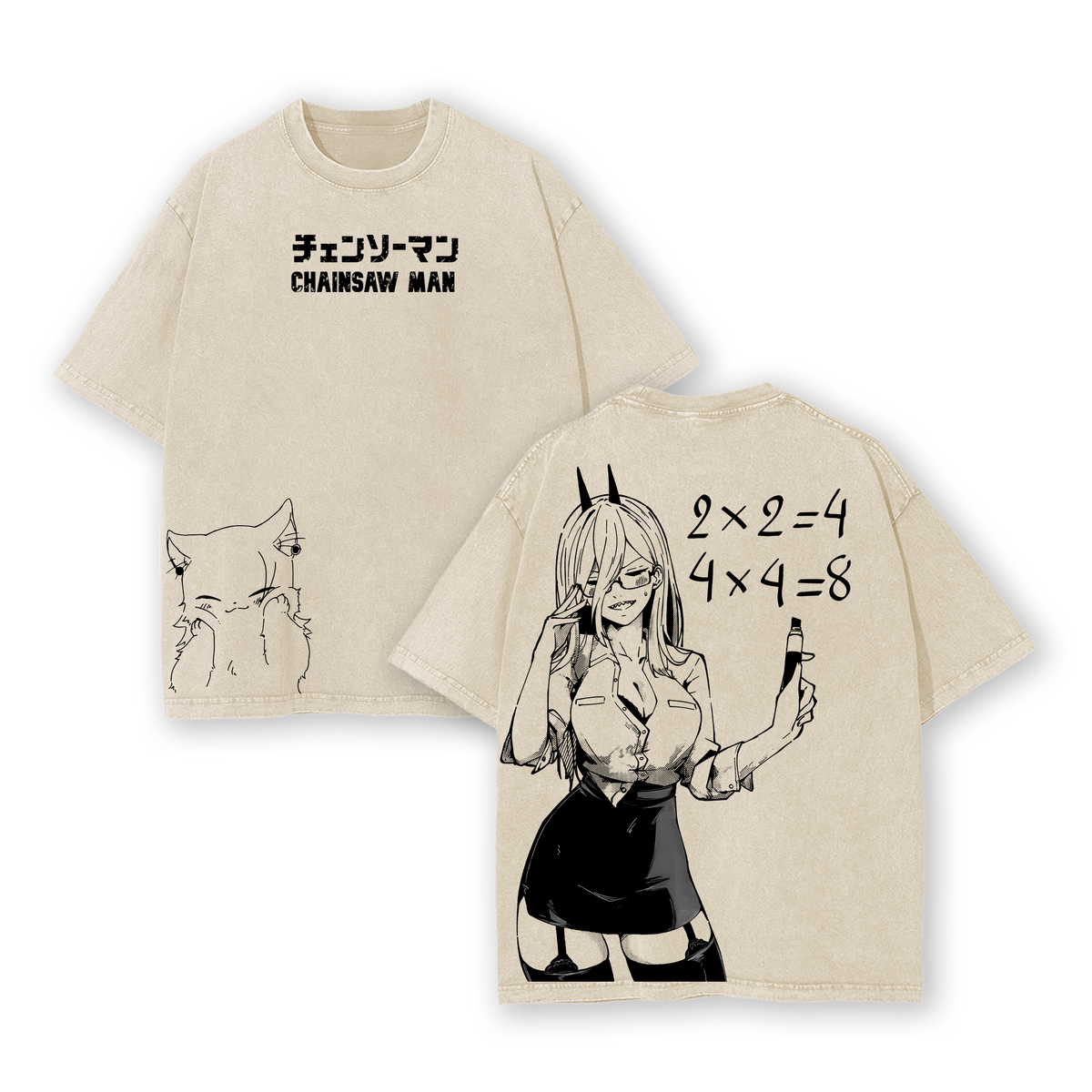 Power Chainsaw Man Tee Washed – The Movie: Reze Arc Vintage Oversized