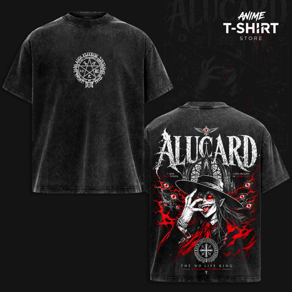 Alucard Hellsing Ultimate Vintage Washed Anime T Shirt, Gothic Vampire Graphic Tee, Heavyweight Cotton Streetwear, Dark Manga Oversized Shirt, Gift for Hellsing Fans