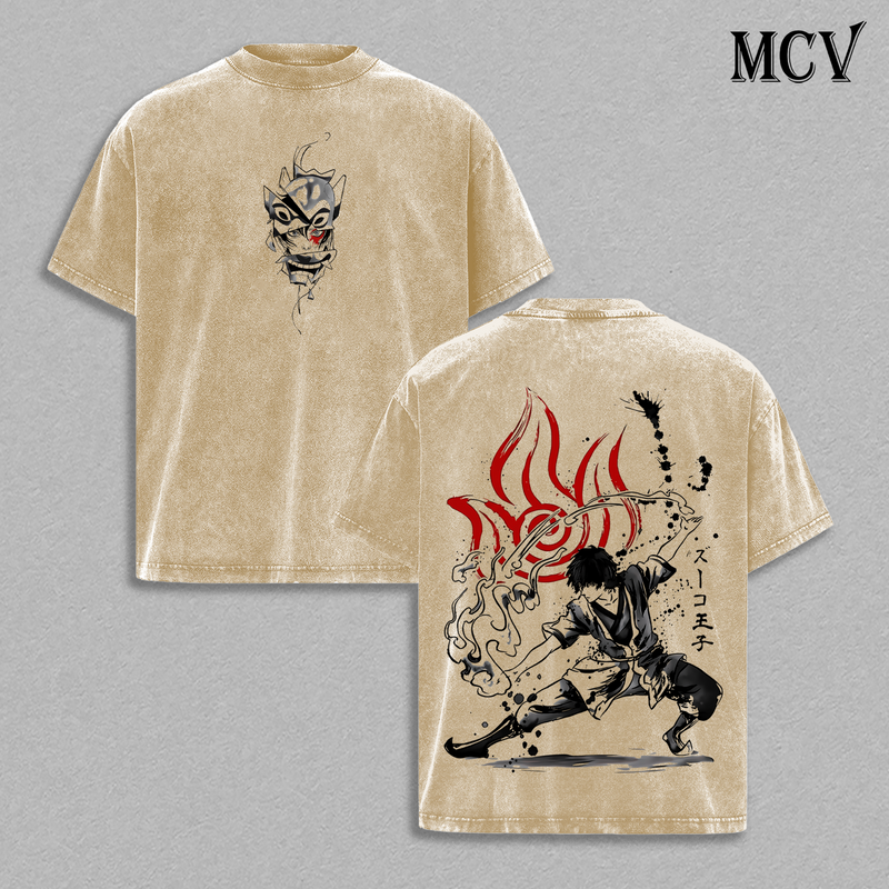 Zuko T-Shirt, Avatar The Last Airbender Anime Tee, Fire Nation Redemption Graphic Vintage Washed Tee
