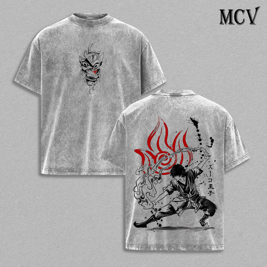 Zuko T-Shirt, Avatar The Last Airbender Anime Tee, Fire Nation Redemption Graphic Vintage Washed Tee