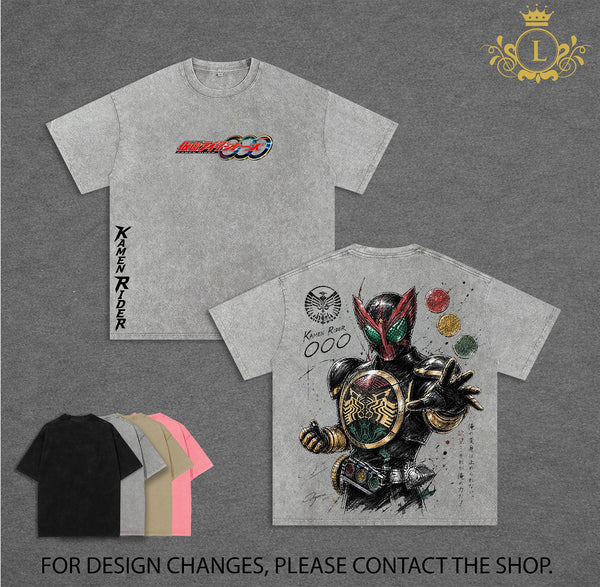 Kamen Rider OOO Vintage Unisex Oversize Kamen Rider Washed T-shirt, Graphic Tee, Kamen Rider Lover, Kamen Rider Merch Fan, Outfits Men, Boys Merch Top