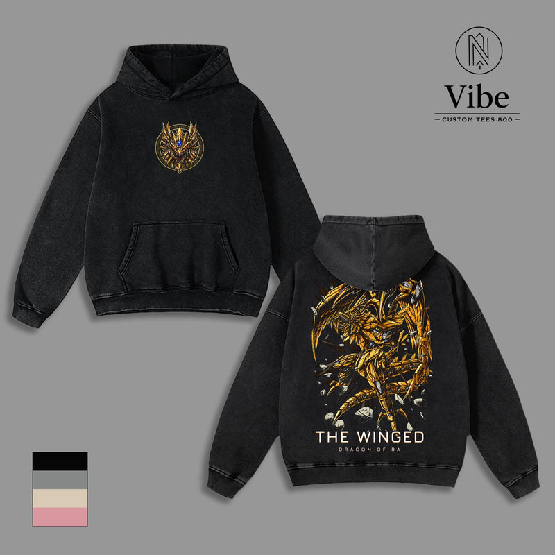The Winged Dragon of Ra Yu-Gi-Oh Vintage Washed T-Shirt, Tank Top, Sweatshirt, Hoodie Egyptian God Card Golden Dragon Anime Graphic Tee, Oversized Japanese Streetwear Cotton Tshirt, Classic Menswear Clothes Apparel, Gift for Fans