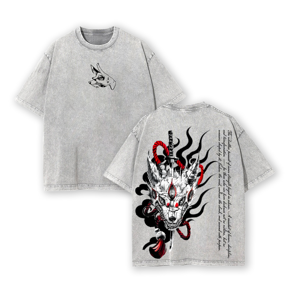 Kon Chainsaw Man T-Shirt – Fox Devil Vintage Washed Oversized Heavy Cotton Anime Manga Tee