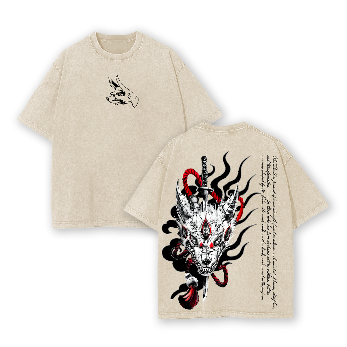 Kon Chainsaw Man T-Shirt – Fox Devil Vintage Washed Oversized Heavy Cotton Anime Manga Tee